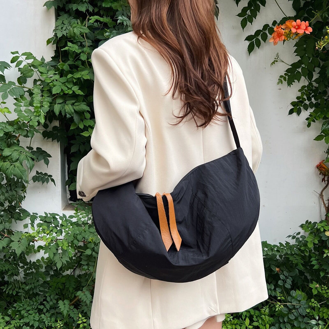 Black Solid Shopper Hobo Bag