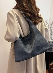 Navy Blue Smooth Crescent Zip-Up Hobo