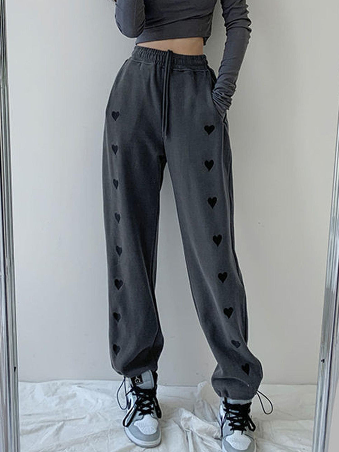 Grey Heart Printed Joggers