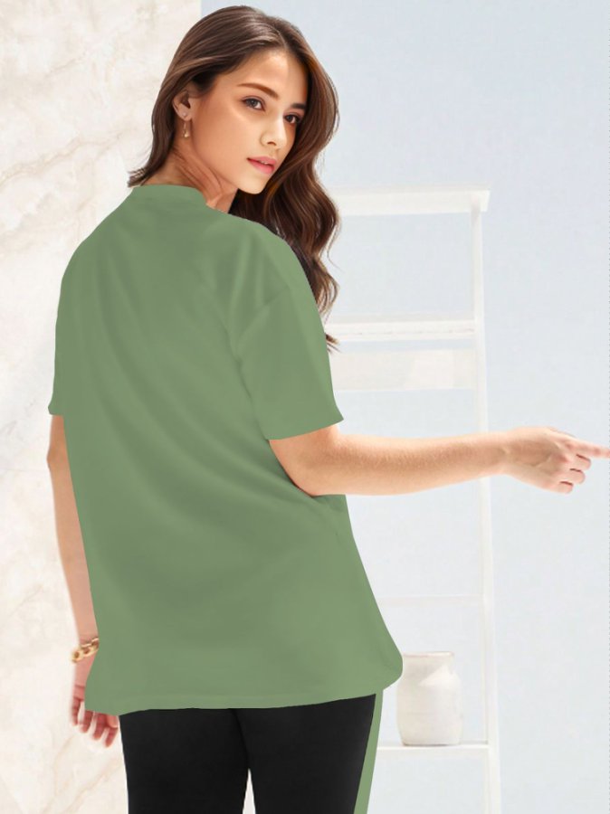 Green Short Sleeve Graphic Print Tshirt