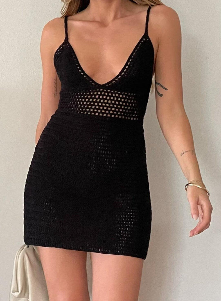 Spaghetti strap v neck dress