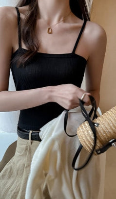Black Varigated Rib Camisole