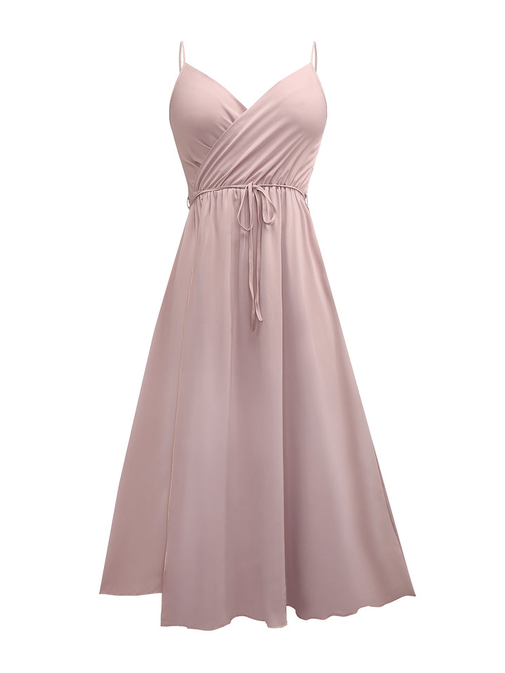 Pink High Slit Wrap Maxi Dress
