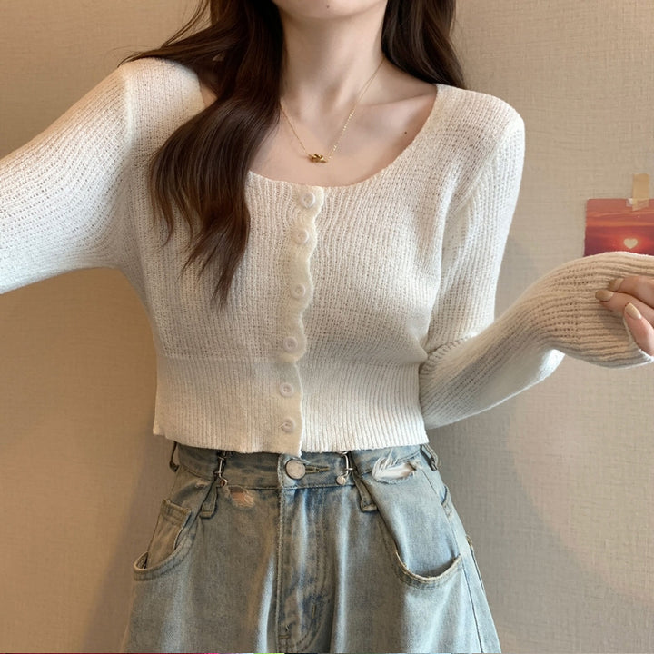 White Scoop Neck Flat Knit Top