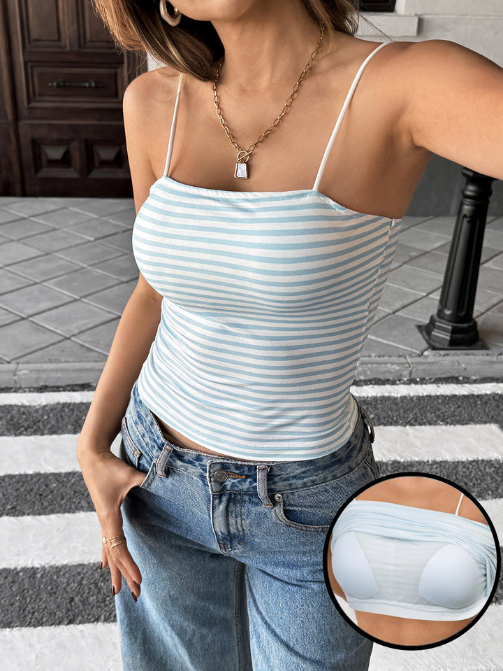 Blue Strappy Striped Camisole
