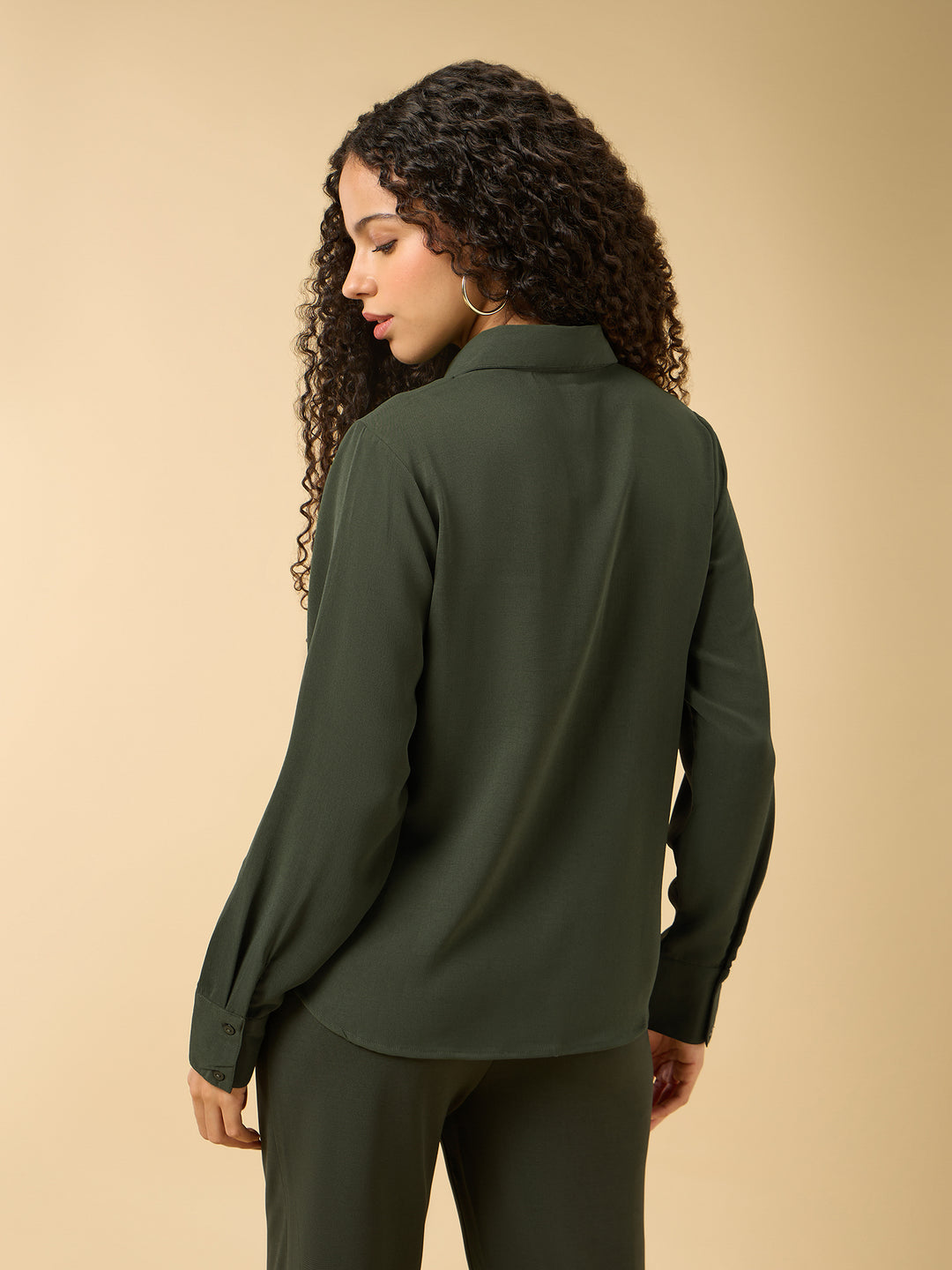 Green Relaxed Fit Shirt With Pocket Details