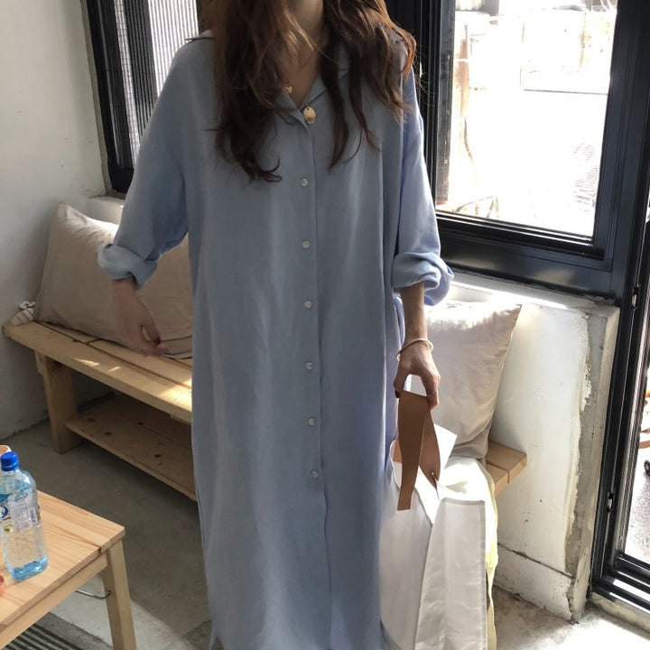 Blue Straight Fit Shirt Dress