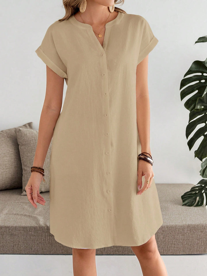 Khaki Button Down Shirt Dress