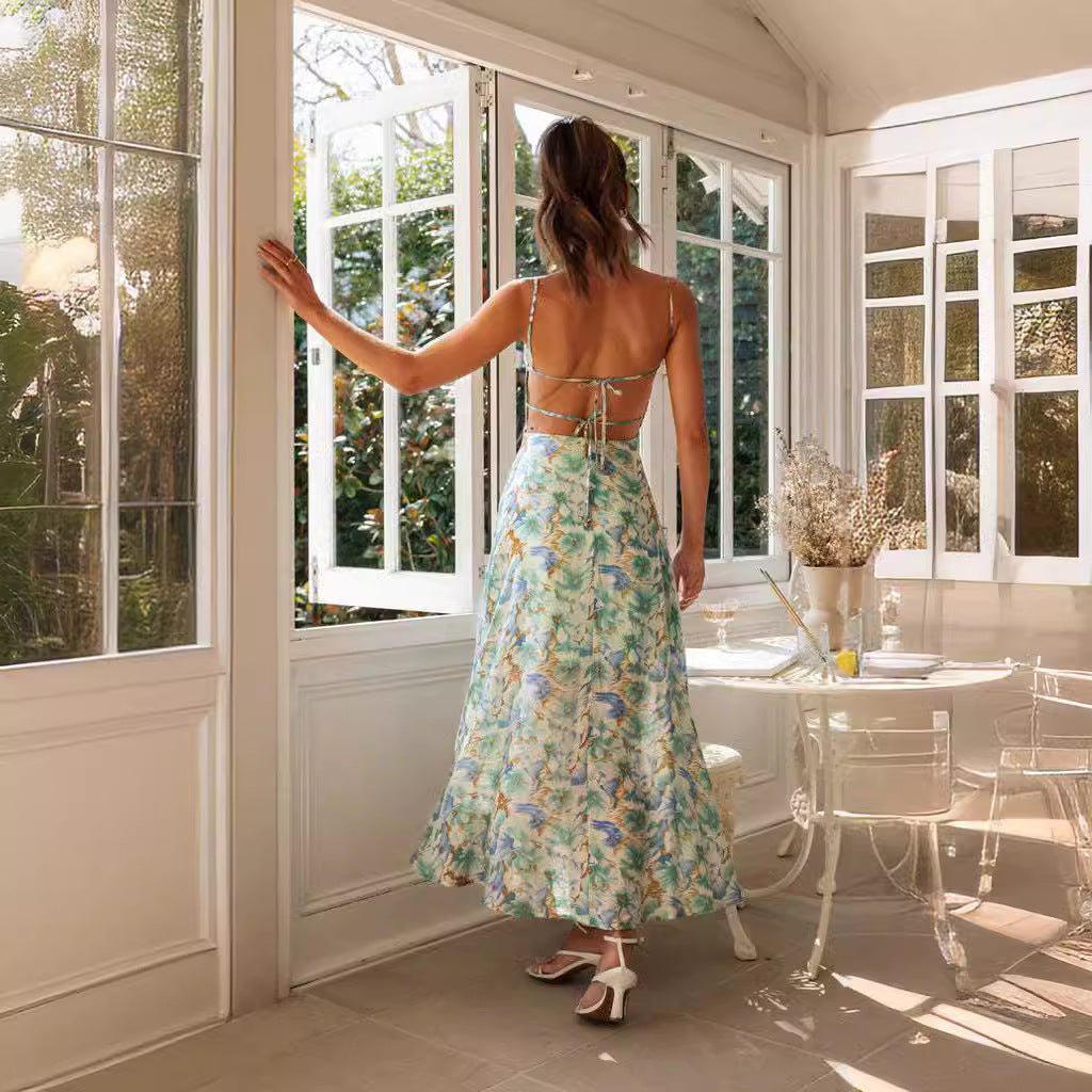 Multi Corset Top Printed Flowy Dress