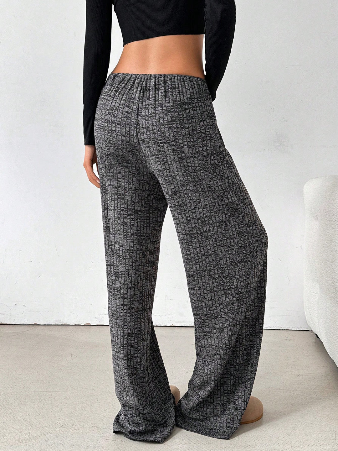 Black Striped Straight Fit Pant