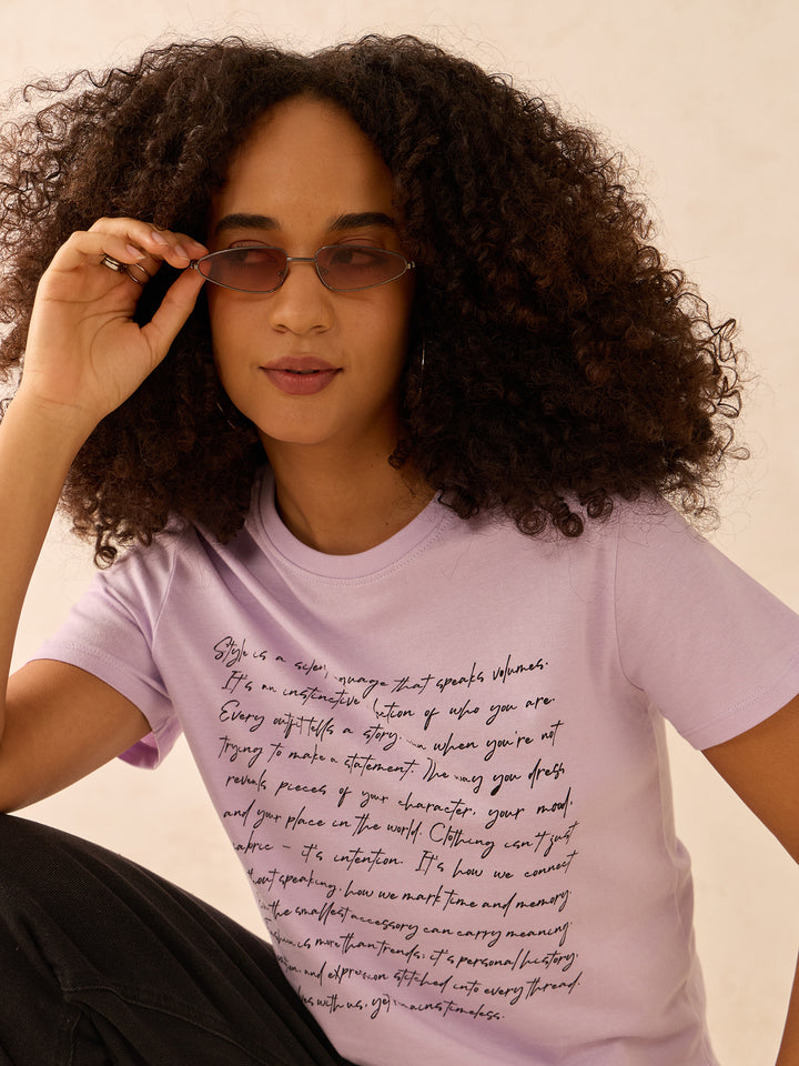 Lilac Regular Fit Graphic Tshirt