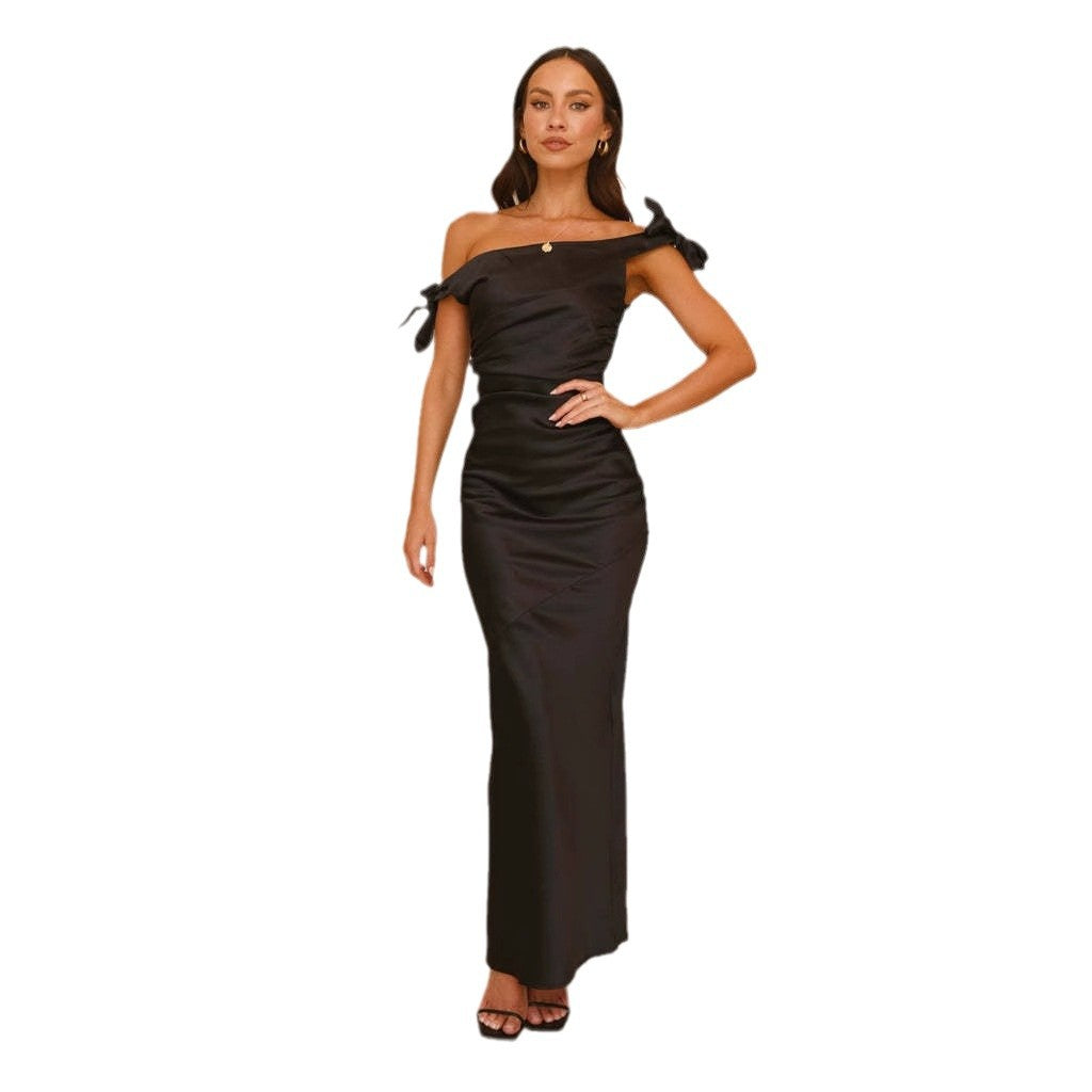 Black Off-Shoulder Bow Detailed Dress