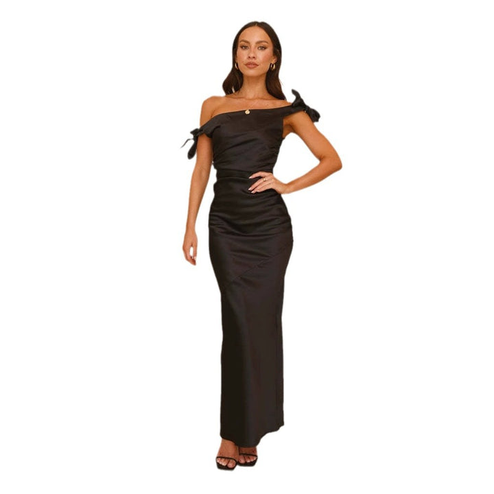 Black Off-Shoulder Bow Detailed Dress