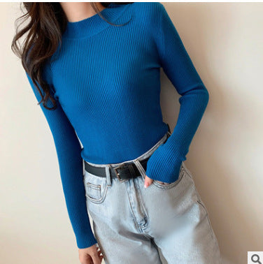 Teal High Neck Flat Knit Top