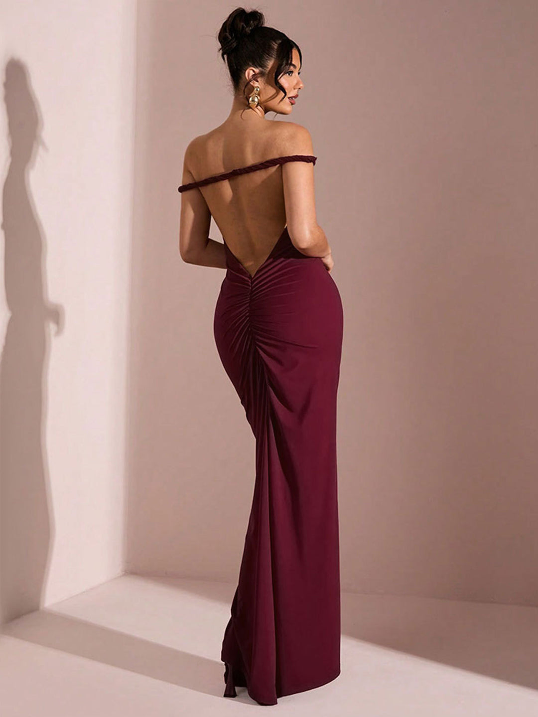 Red Off Shoulder Twisted Dress