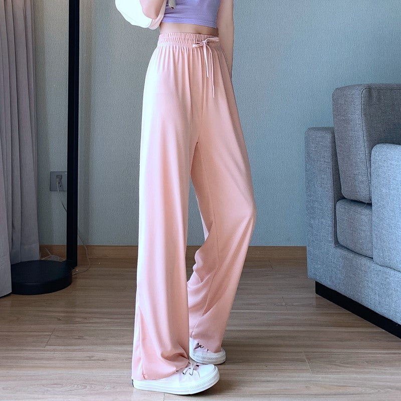 Pink Solid Basic Wide Leg Pants