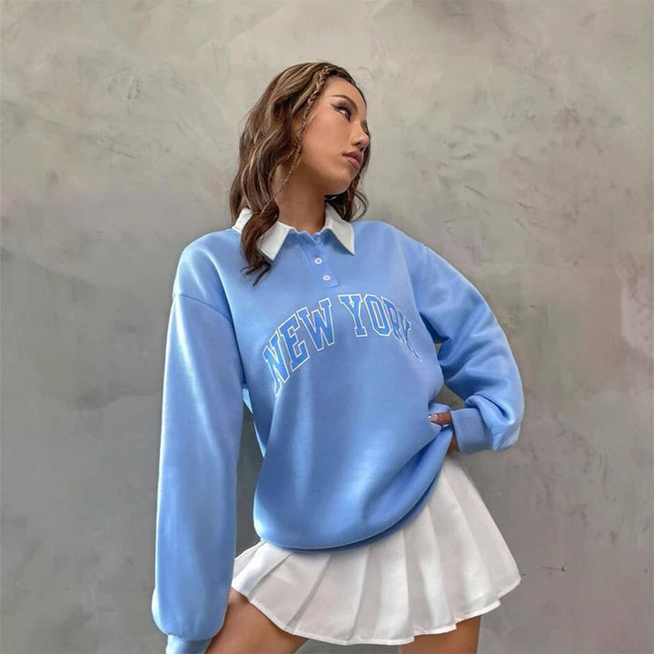 Blue Oversized Graphic Sweatshirt