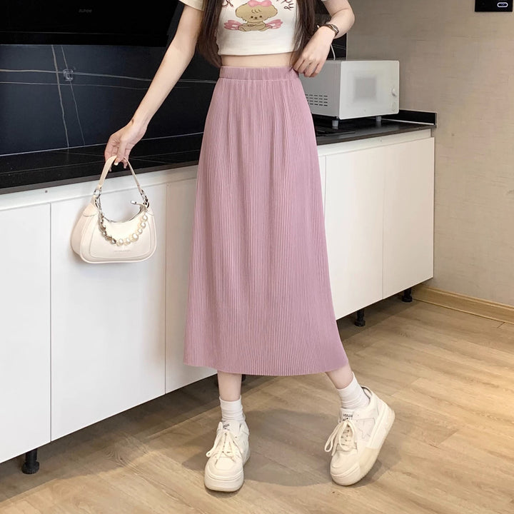 Purple Plisse Midi Skirt