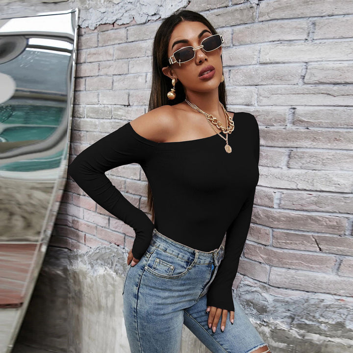 Black One Shoulder Full Sleeve Top