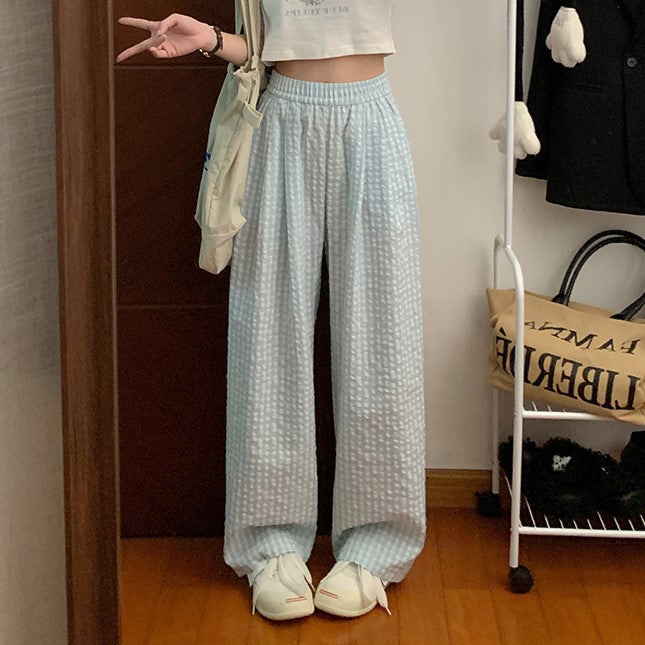 Light Blue Patterend Wide Leg Pants