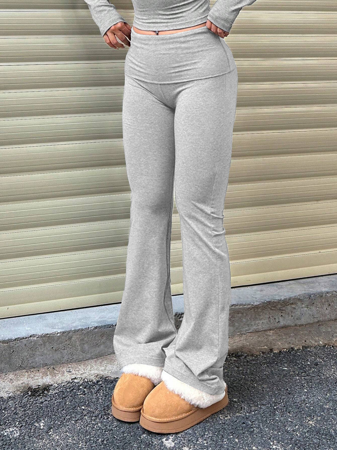 Grey Fitted & Flared Joggers