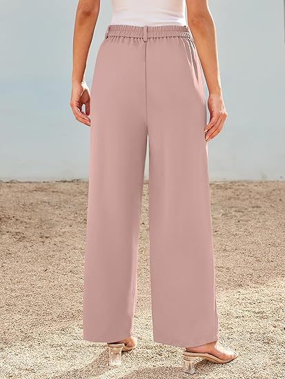 Pink Wide Leg Pleated Pants