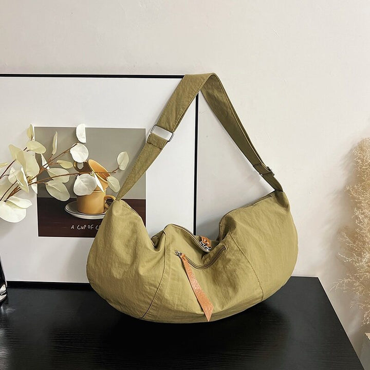 Khaki Solid Shopper Hobo Bag