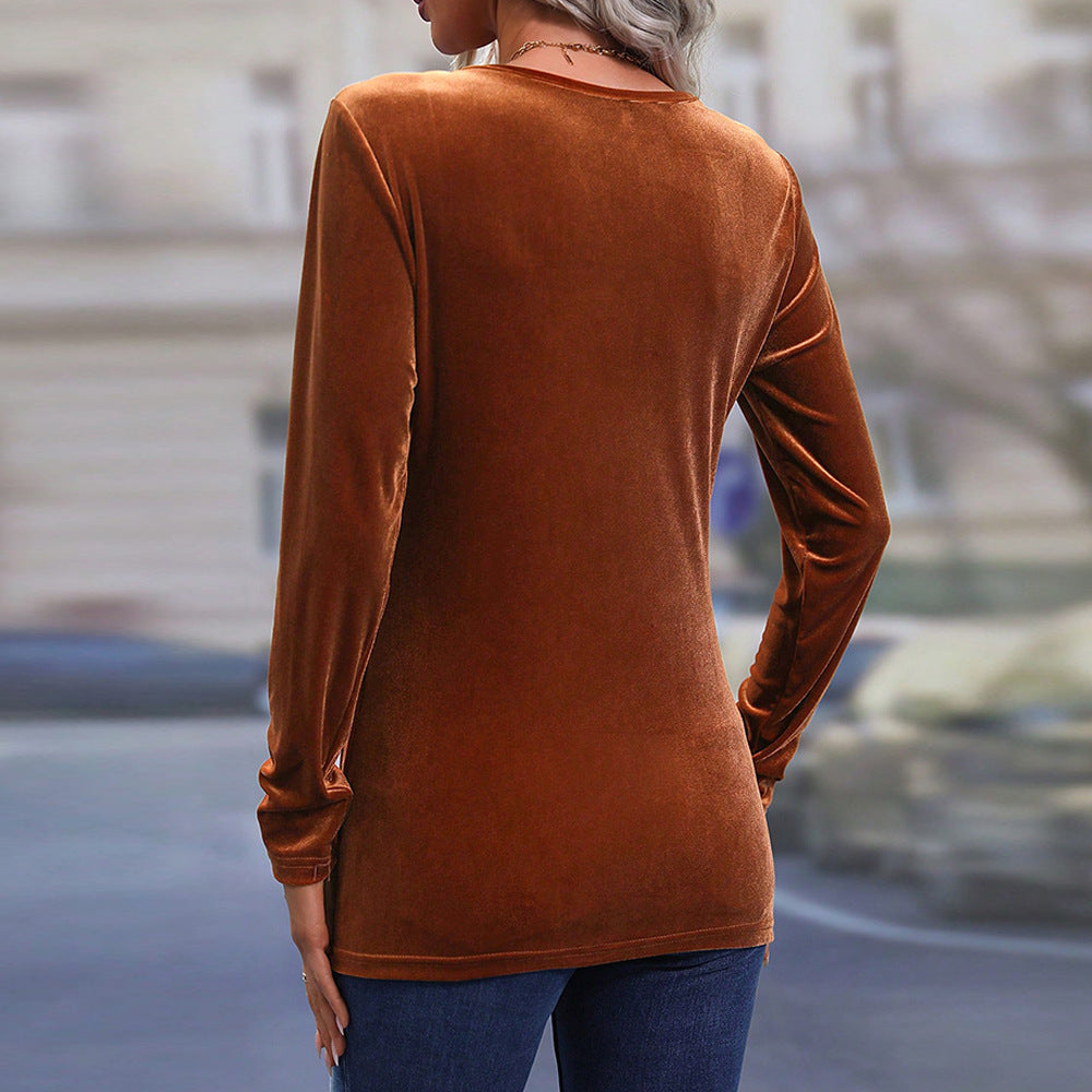 Brown Velour Knotted Top