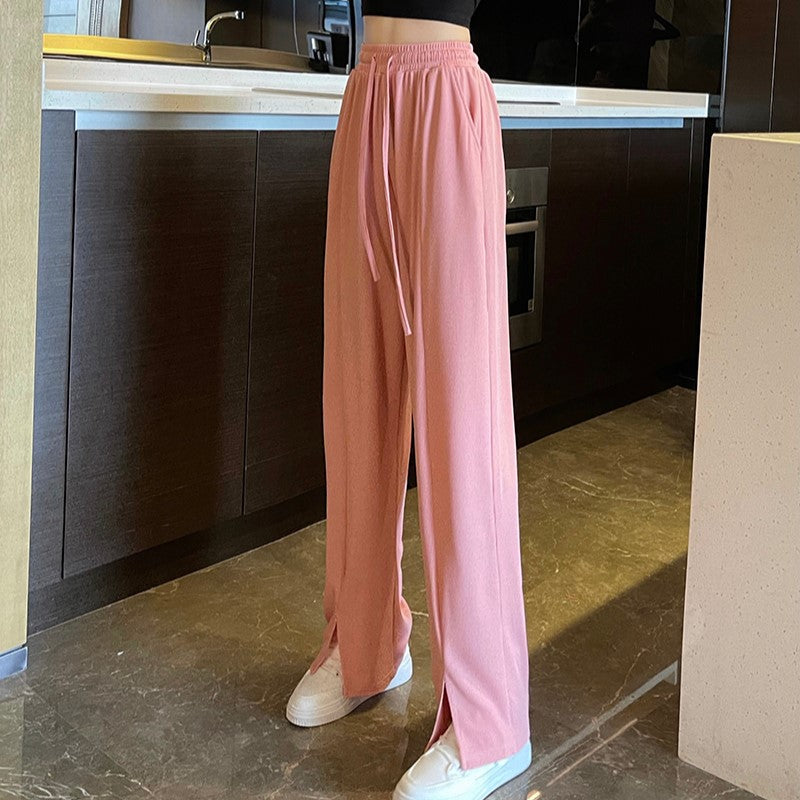 Pink Slit Hem Sweatpants