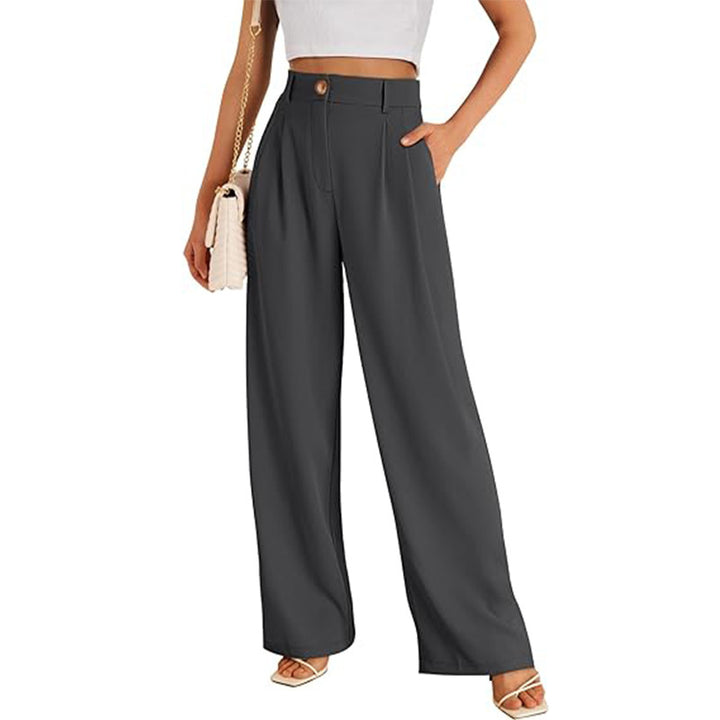 Charcoal Wide Leg Pleated Pants