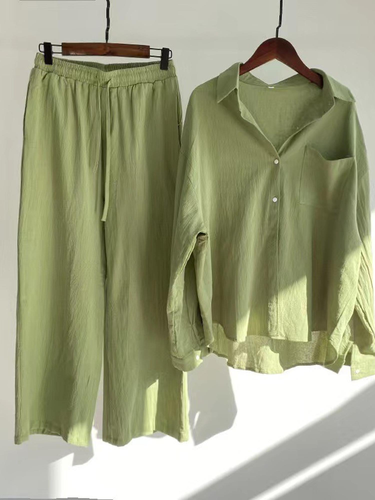 Olive Green Oversized Shirt Co-Ord Set