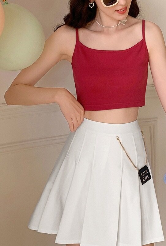 Red Cropped Camisole Top