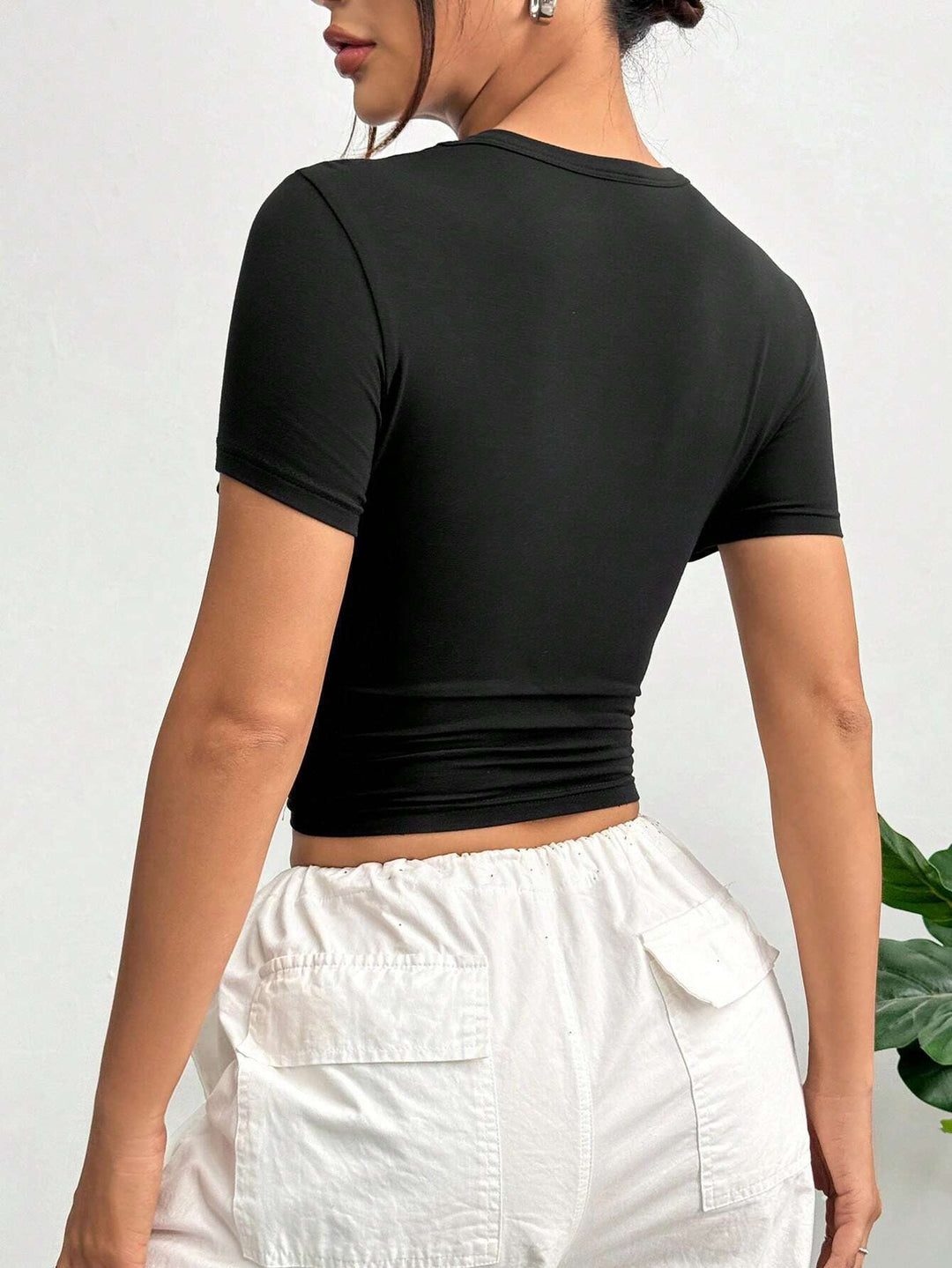 Black Cut Out Fitted Knit Top
