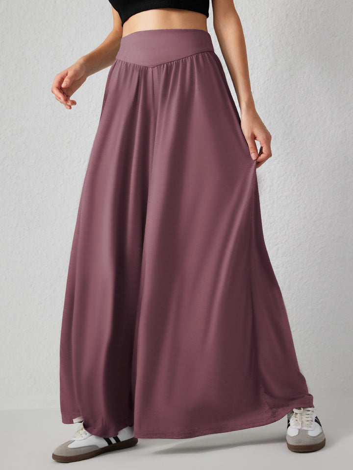 Red Wide Leg With Broad Waist Band Trouser