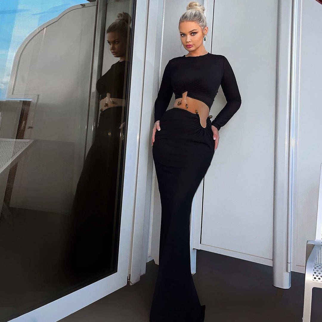 Black Top And Skirt Co-Ord Set
