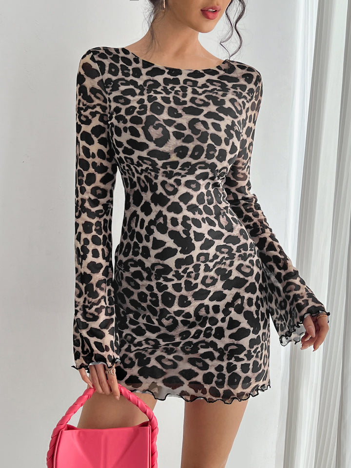 Black Bell Sleeve Printed Dress