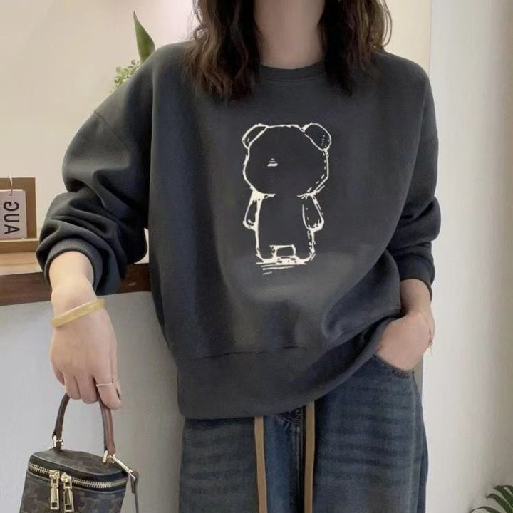 Grey Graphic Oversized Sweatshirt