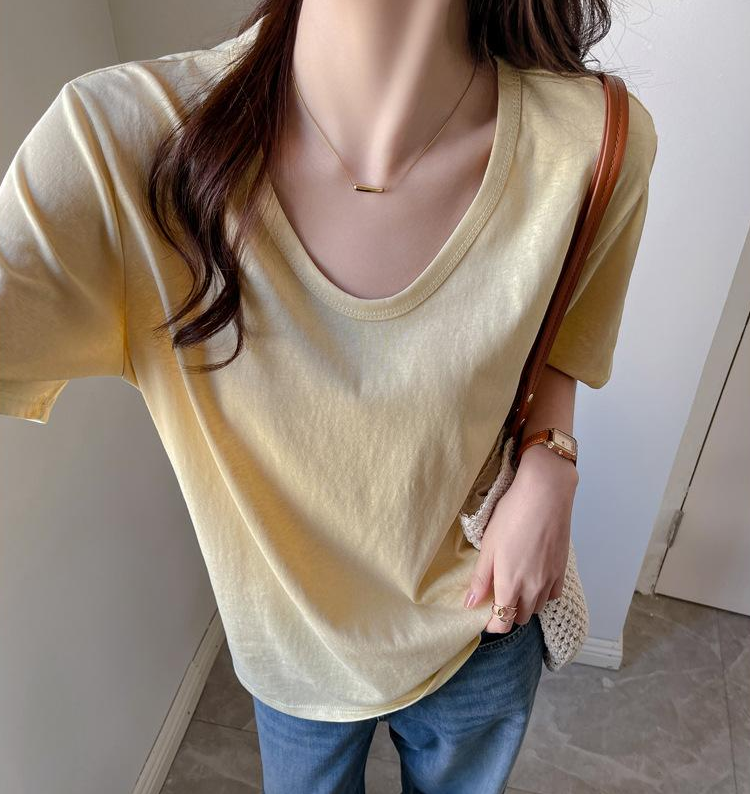Cream Relaxed Fit Solid T-Shirt