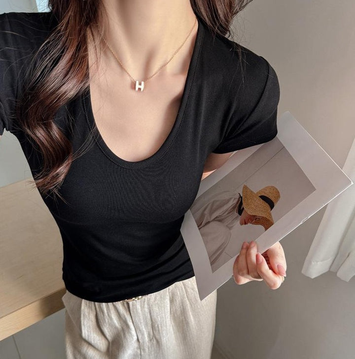 Black Deep U-Neck T-Shirt