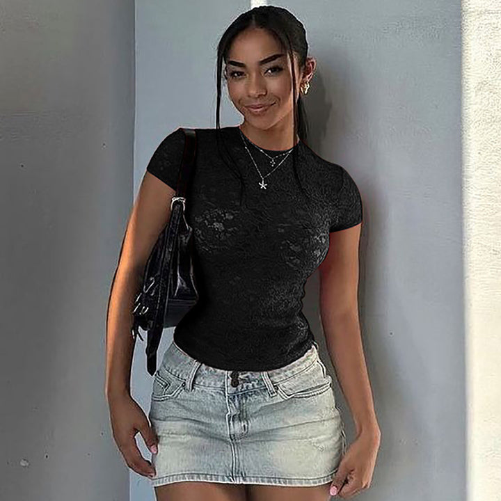 Black See Through Lace Top