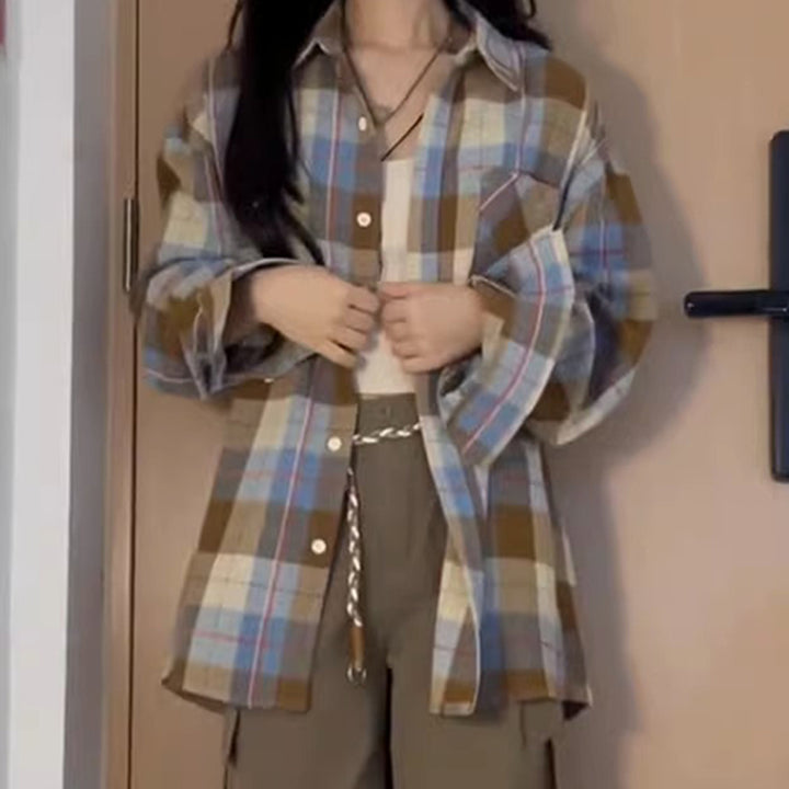 Multi Cheeckered Flanel Long Line Shirt