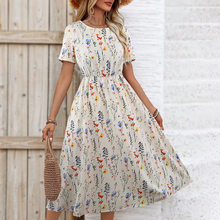White Floral Printed Flowy Dress