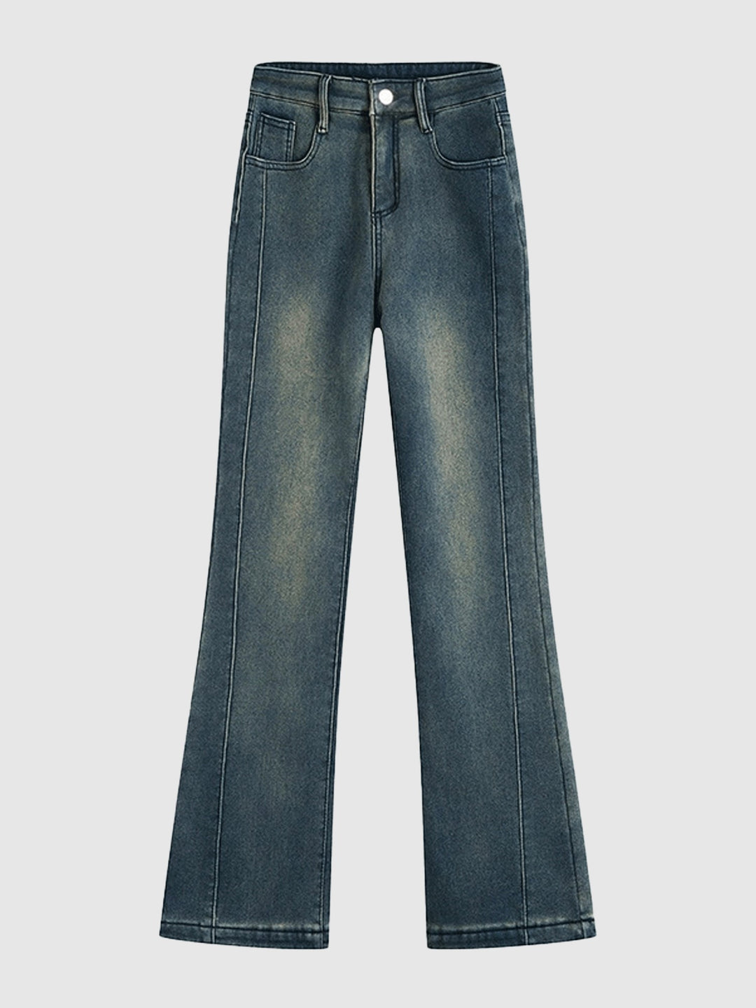 Black Pin-Striped Flared Denim