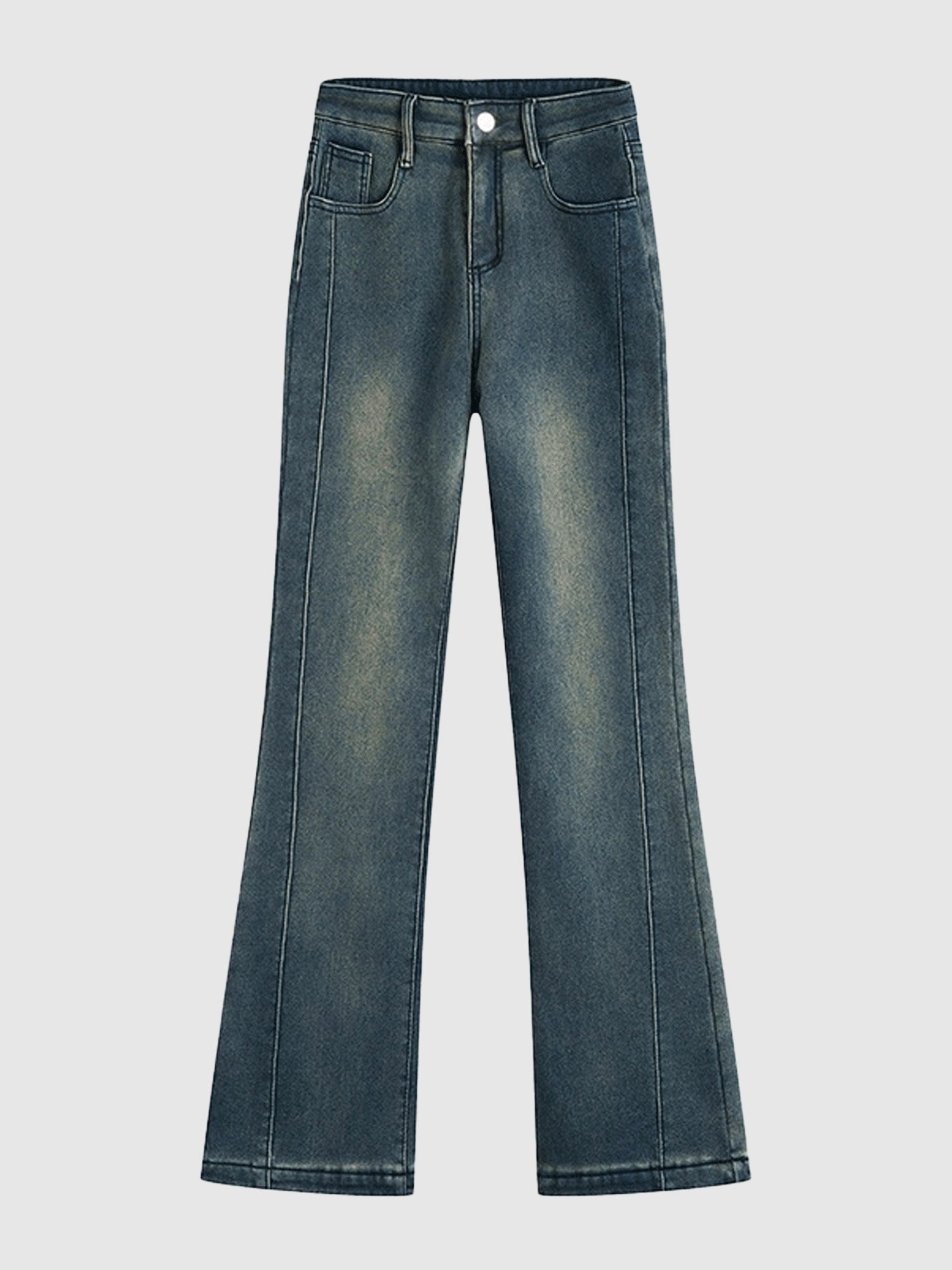 Black Pin-Striped Flared Denim