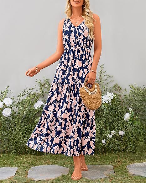 Multi V Neck Printed Cinched Waist Dress