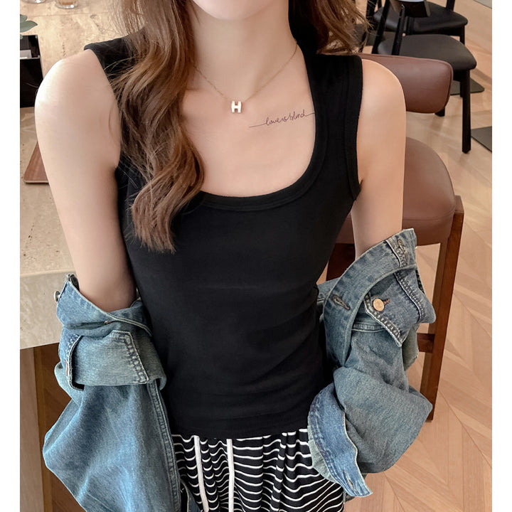 Black Scoop Neck  Tank Top