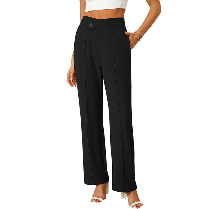Black Criss Cross Waistband Pin Tucked Trouser