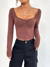 Brown Scoop Sweetheart Neckline Fitted Top