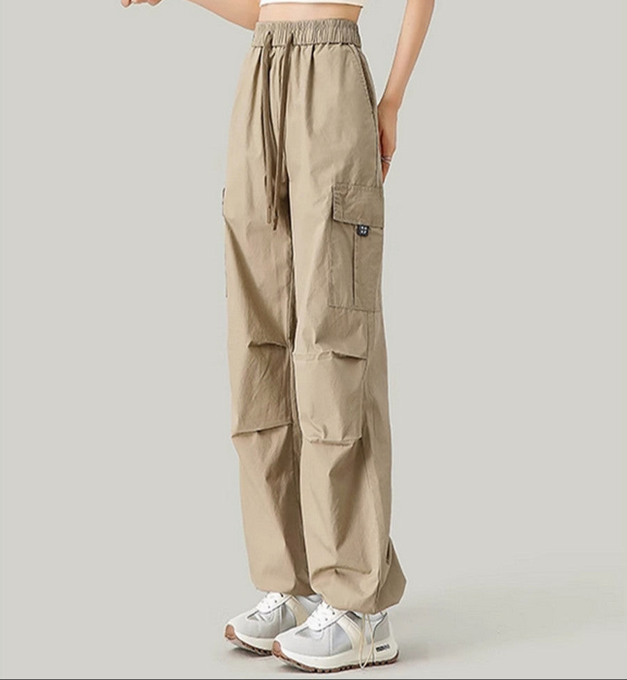 Khaki Parachute Cargo Pocket Trousers