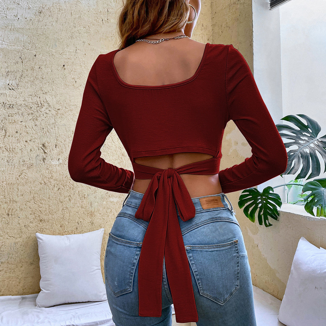Red Full Sleeve Crop Top